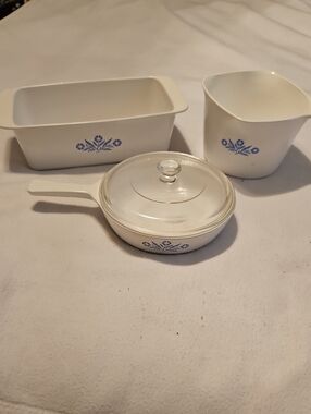 Vintage Corningware Cornflower Blue 3 Piece Cookware Set